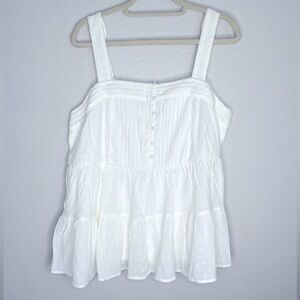 Torrid White Swiss Dot Gauze Tiered Pin Tuck Tank Size 1